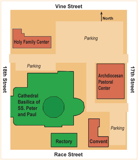 Archdiocesan campus block map. Credit: Barbara Hagan via Catholic Philly