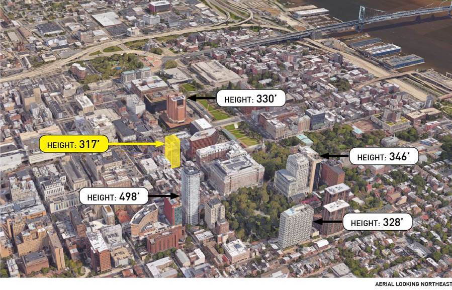709 Chestnut Street in its urban context. Credit: Parkway Commercial Properties and Erdy McHenry Architecture