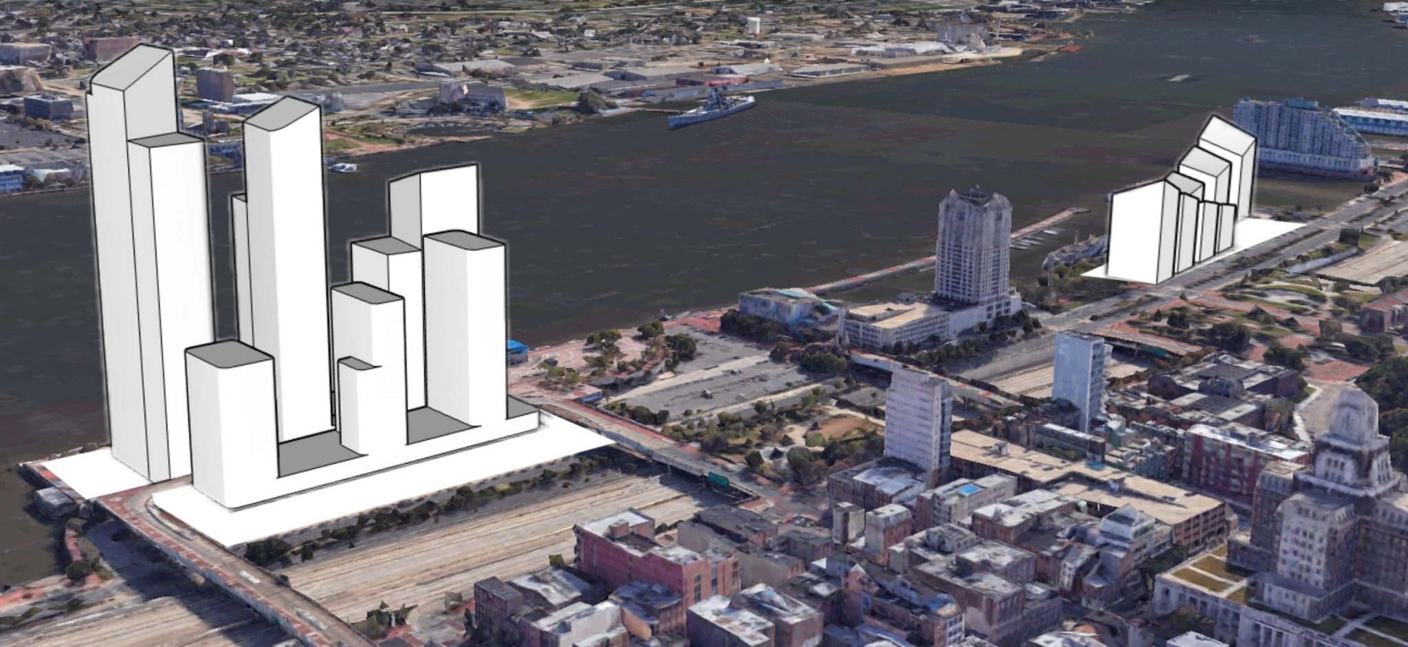 YIMBY Presents Exclusive Concept Massings for the Penn's Landing