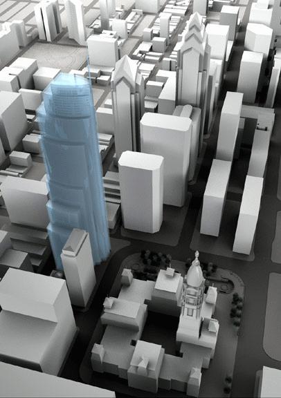 Another Comcast tower design at 1441 Chestnut Street, previously called Center City Tower. Rendering by Kling Lindquist