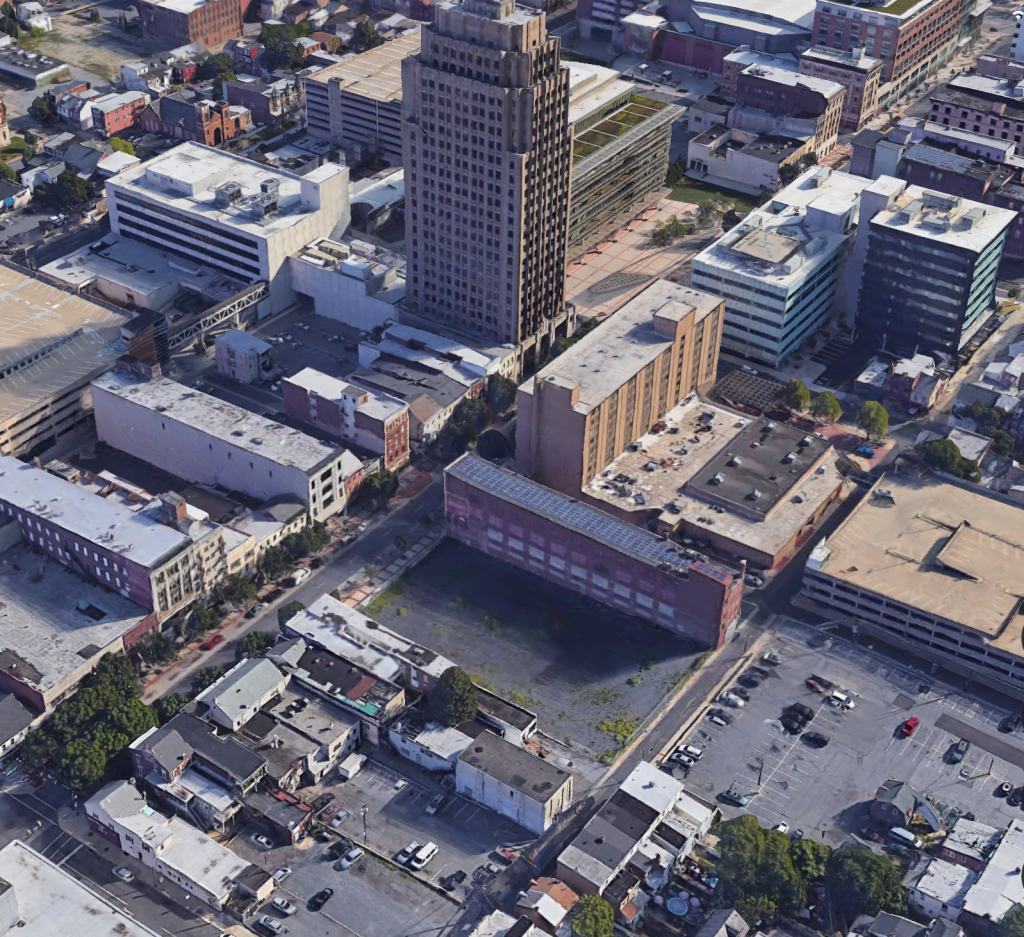 Aerial view of 932 Hamilton Street via Google.