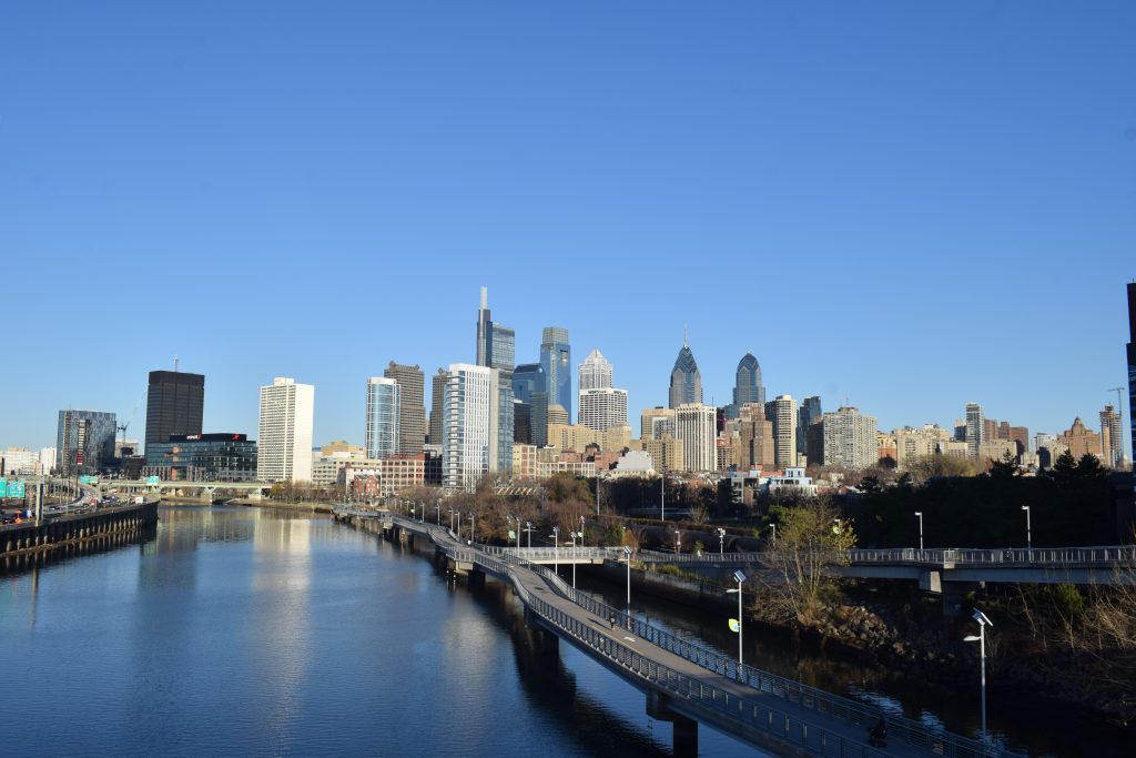 Riverwalk towers (left) with the Philadelphia skyline from South Street Bridge. Photo by Thomas Koloski 