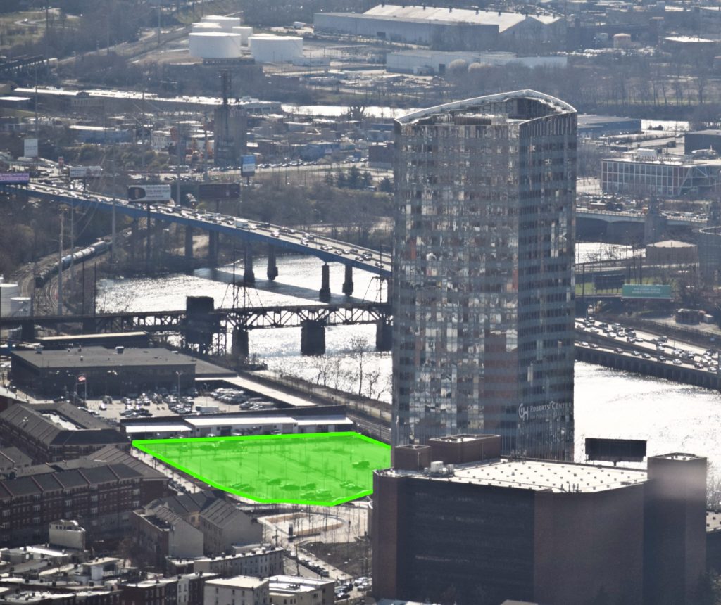 730 Schuylkill Avenue site from One Liberty Place. Photo by Thomas Koloski