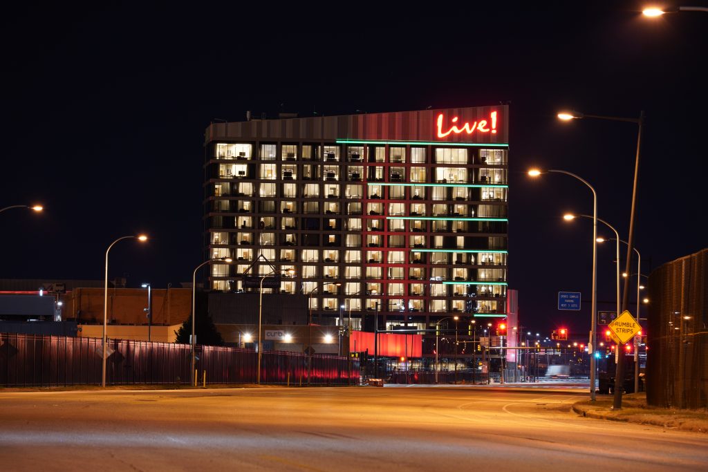 Live! Casino and Hotel at night looking west. Photo by Andy D'Angelo 