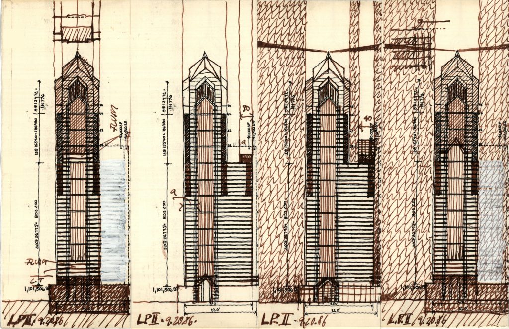 Two Liberty Place sketches 9/20 via Helmut Jahn