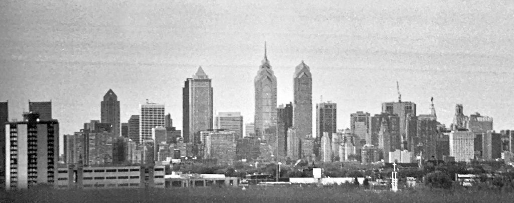 One Meridian Plaza just before demolition in the Philadelphia skyline. Photo by Bradley Maule