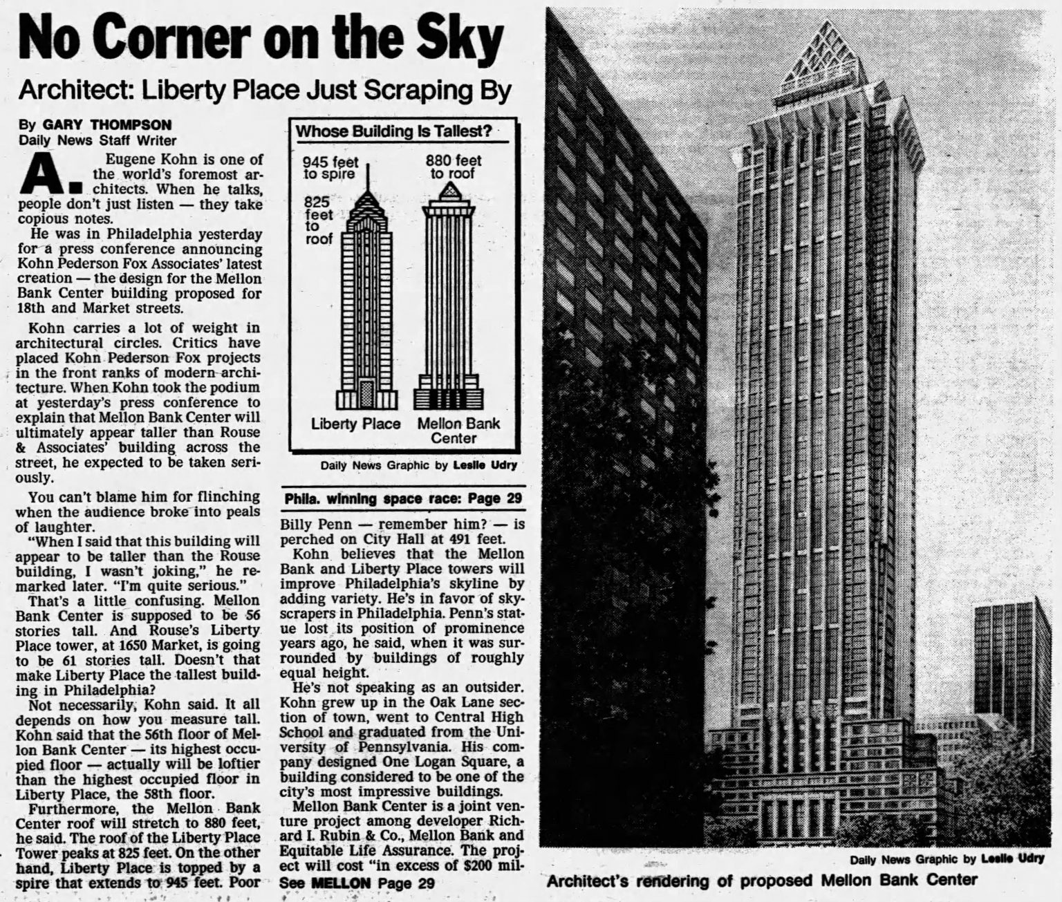 A Look at the Former, Taller Iteration of Mellon Bank Center, Center