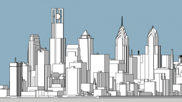 Philadelphia World Trade Center looking northeast. Model by Thomas Koloski