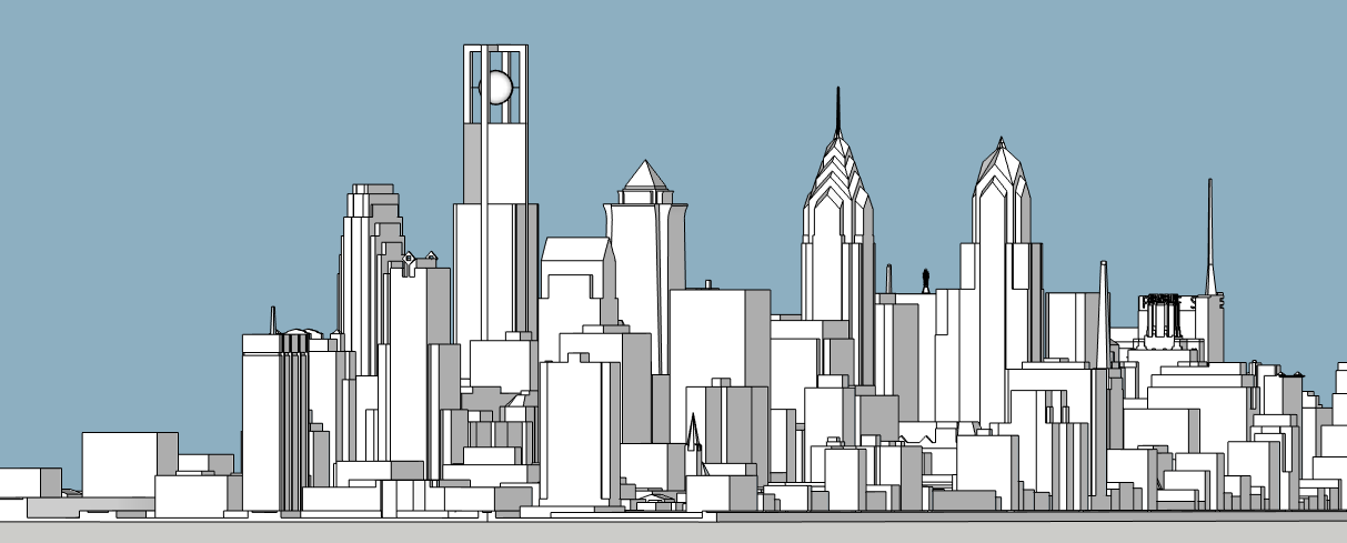 Philadelphia World Trade Center looking northeast. Model by Thomas Koloski
