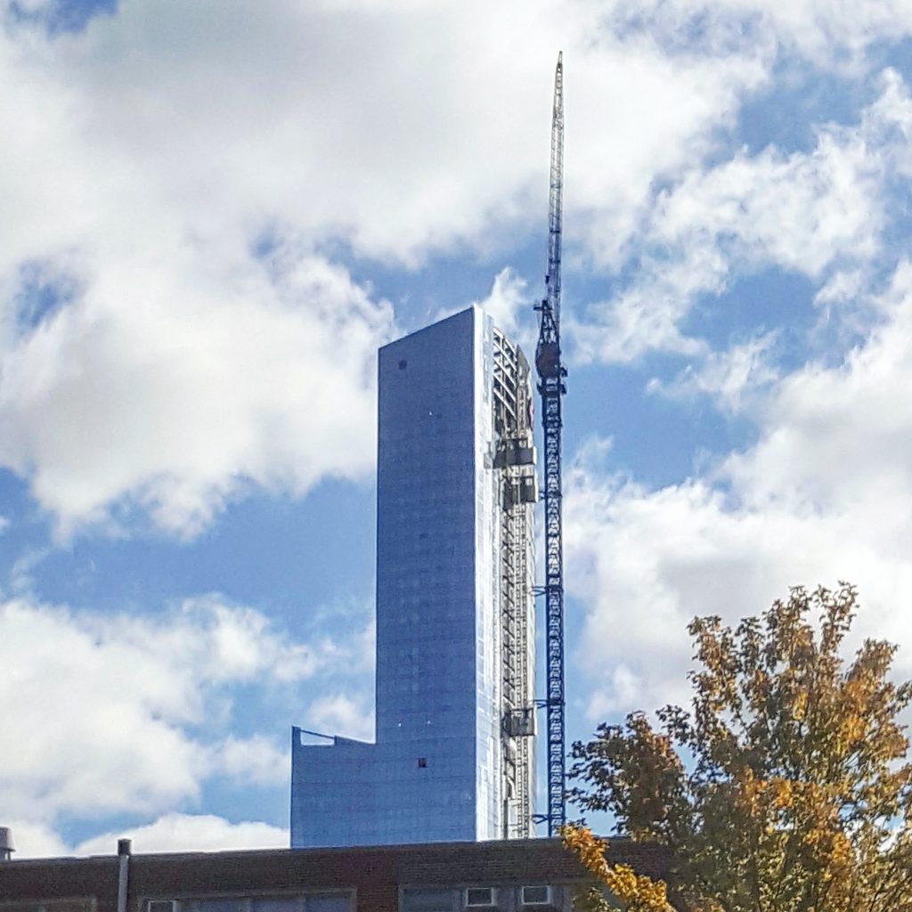 FMC Tower with the logos going up November 2016. Photo by Thomas Koloski