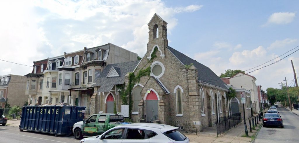 The church at 3921 Powelton Avenue. Looking northwest. Credit: Google