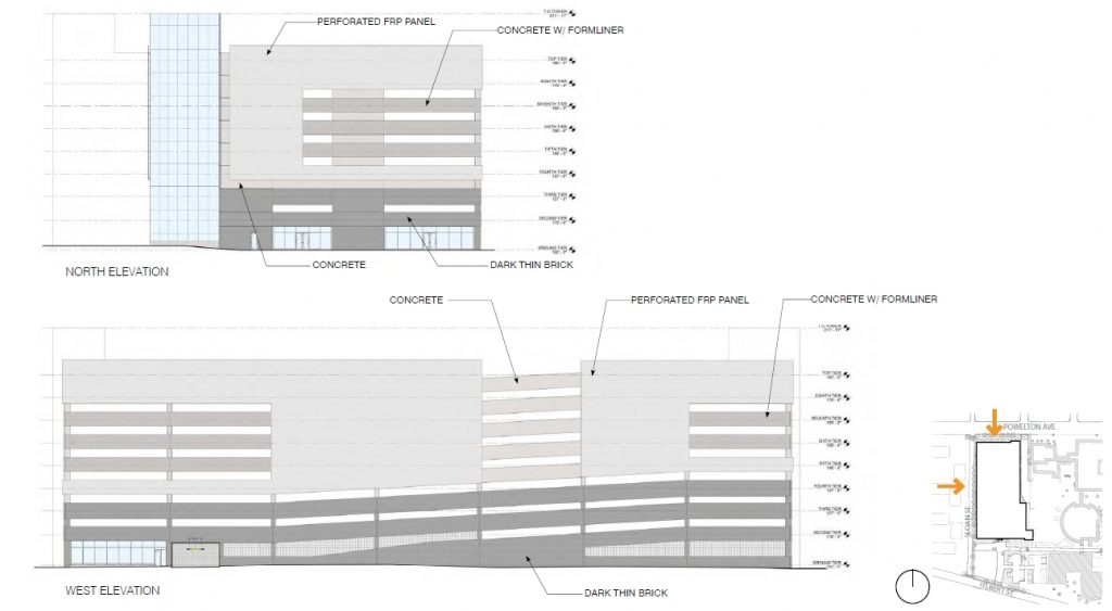 Penn Presbyterian Medical Center Parking Garage at 3800 Powelton Avenue. Top floor plan. Image via the Civic Design Review submission