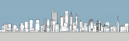 Future Philadelphia skyline south elevation. Models and image by Thomas Koloski