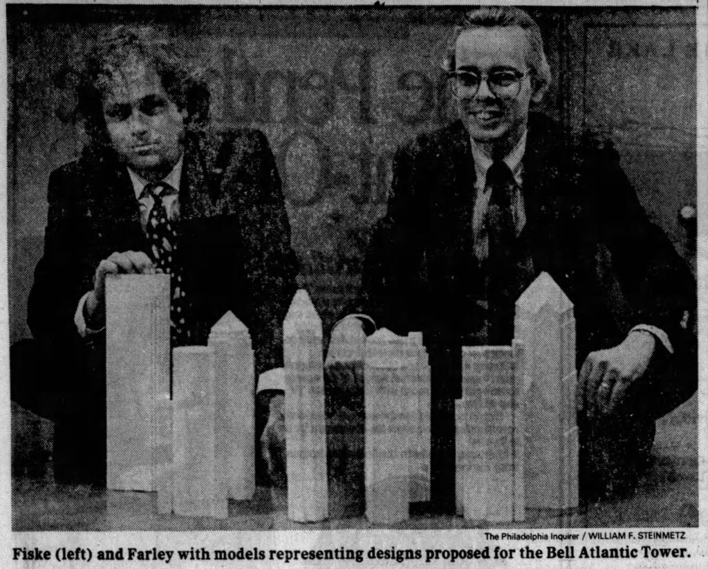 Conceptual models of the Bell Atlantic Tower. Image via The Philadelphia Inquirer