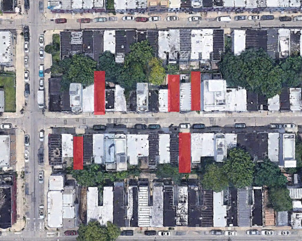 Aerial view of the block. Credit: Google.