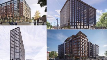 Combination of renderings of planned developments in the area.