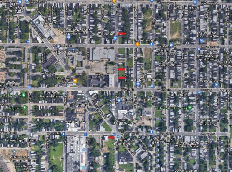 South to north: 2260, 2411, 2419, 2509 North 7th Street. Credit: Google Maps