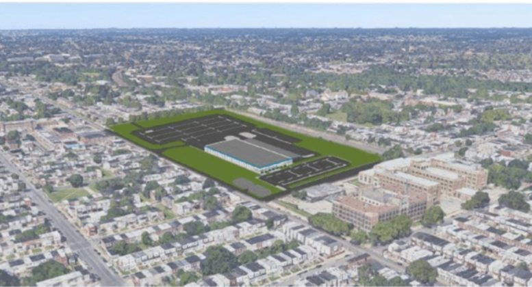 Aerial rendering of planned warehouse via Southwest CDC Glove Times.