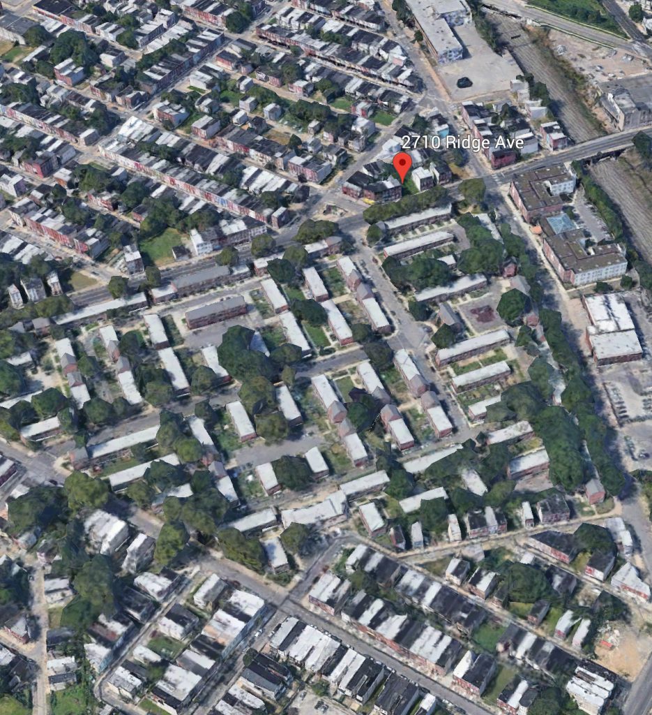 Aerial view of 2710 Ridge Avenue. Credit: Google Maps