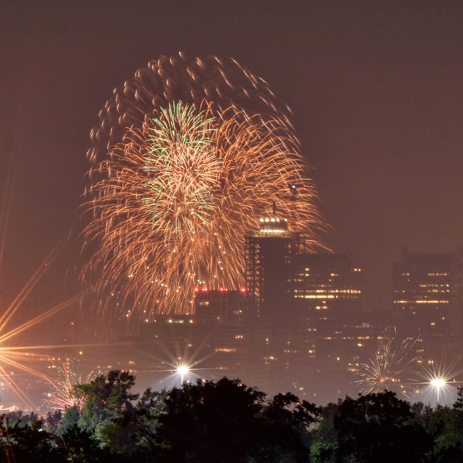 Fireworks In The Decorated Skyline In Center City Philadelphia YIMBY