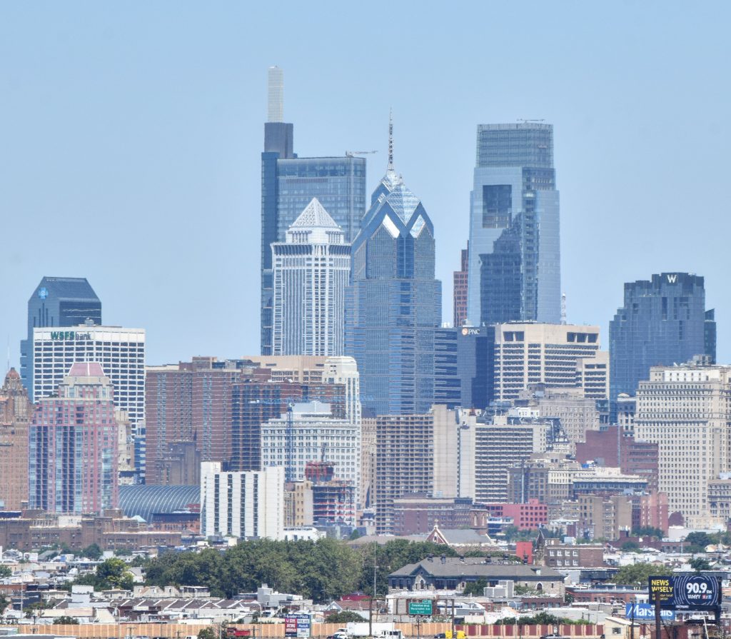 Philadelphia skyline from the Walt Whitman Bridge July 2020. Photo by Thomas Koloski
