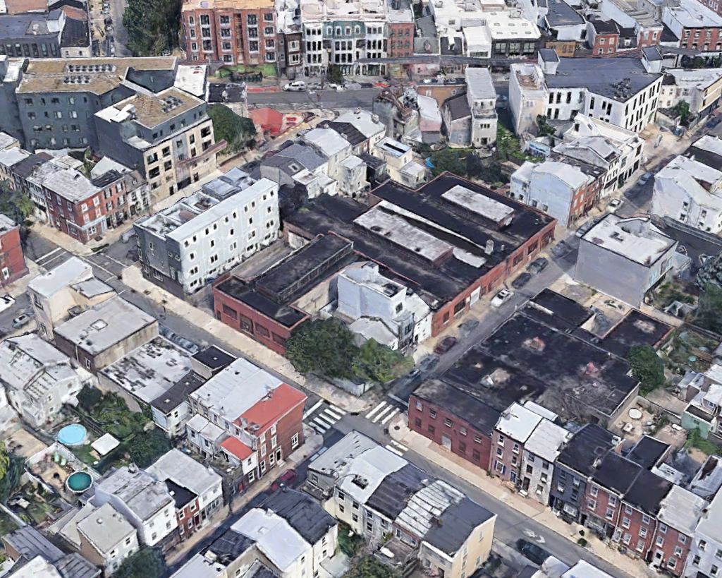 Aerial view of 1408-18 East Oxford Street. Credit: Google.