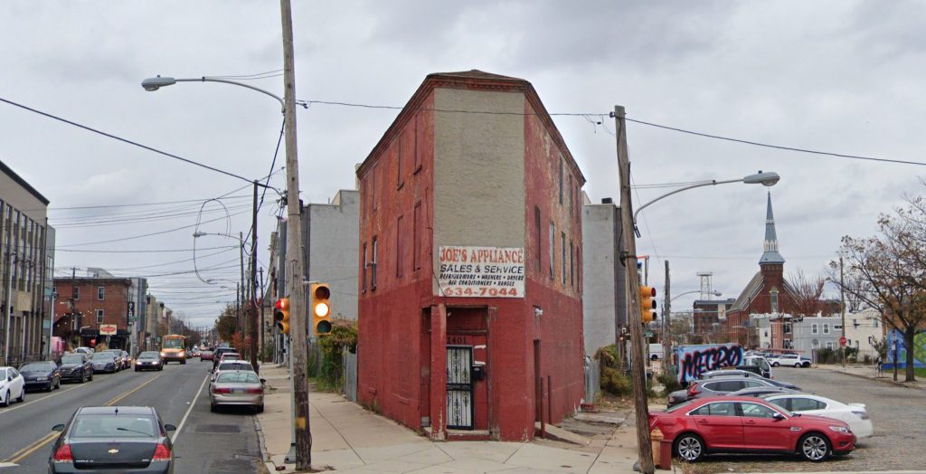 Current view of 2401-05 Frankford Avenue. Credit: Google.