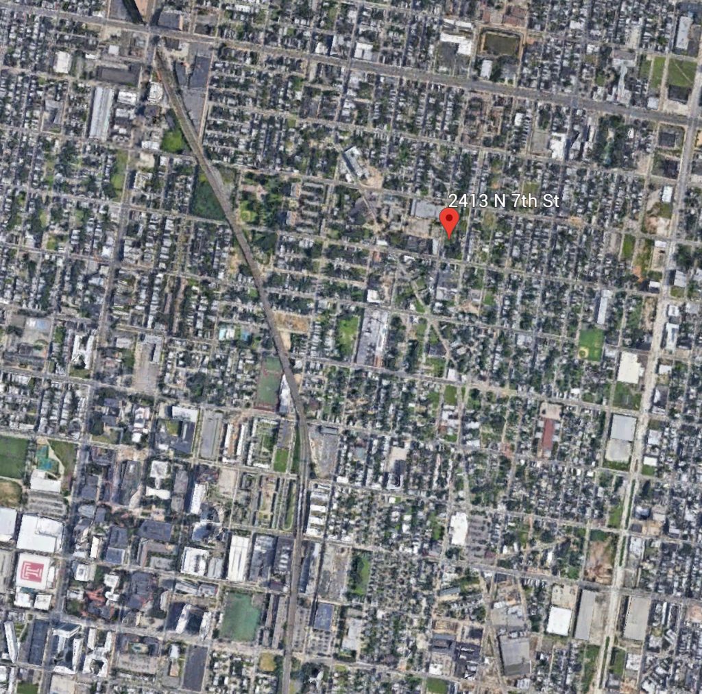 Aerial view of 2413-15 North 7th Street. Credit: Google.