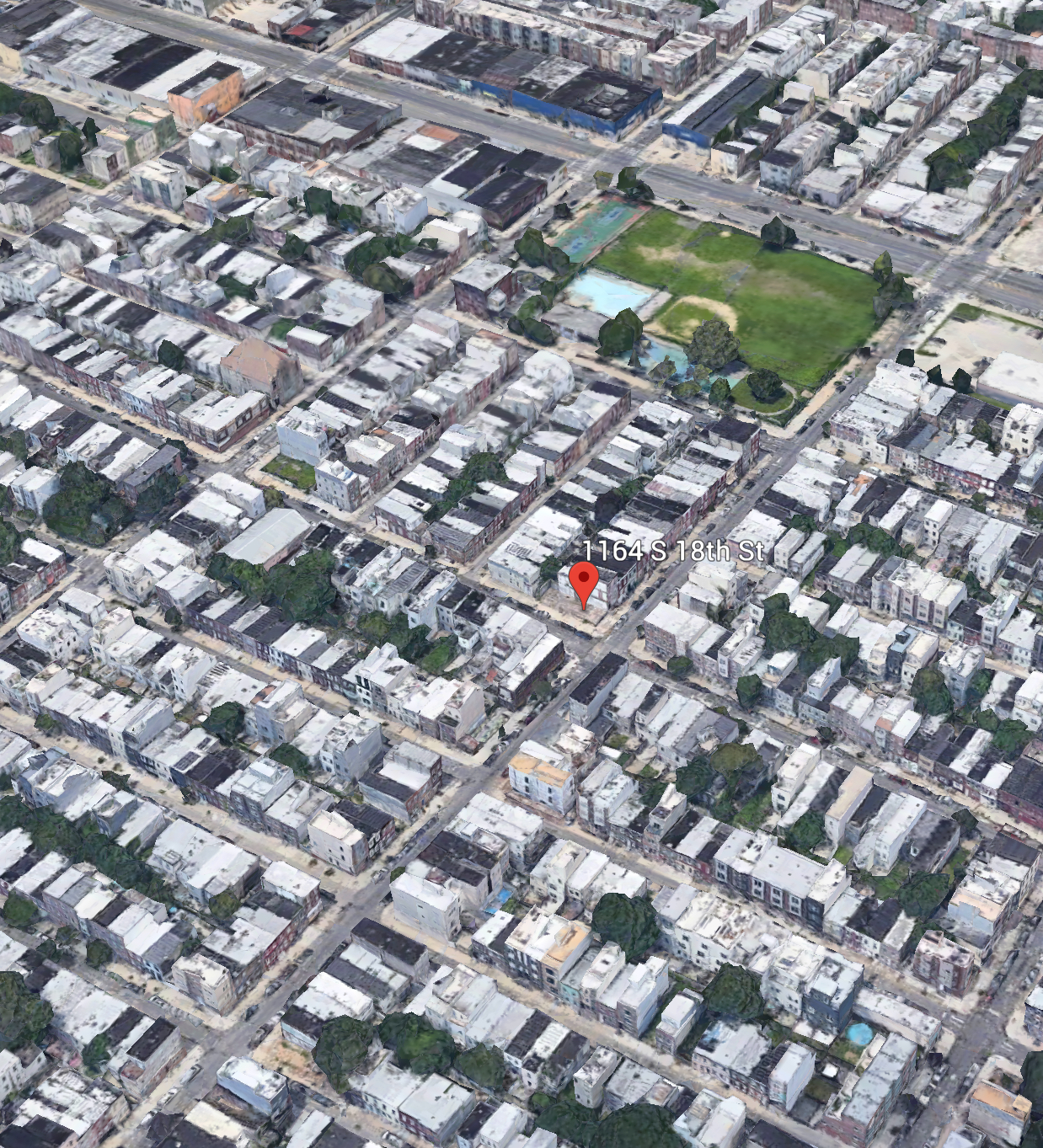 Aerial view of 1164 South 18th Street. Credit: Google Maps