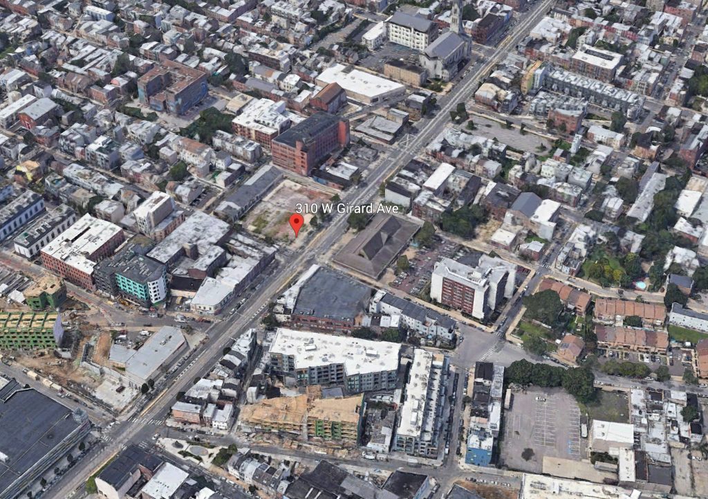 Aerial of 310 West Girard Avenue. Credit: Google.