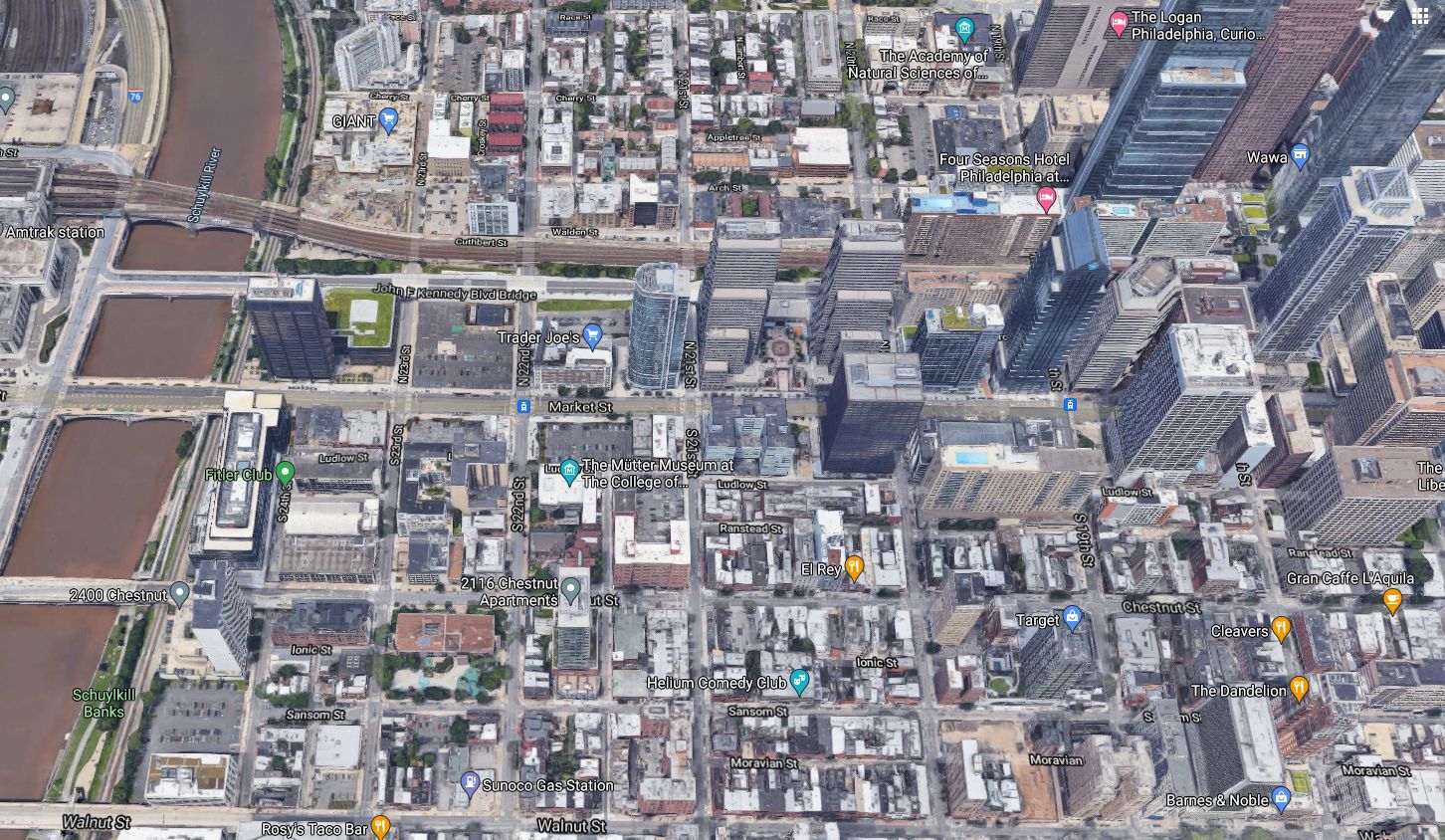 Center City West. Looking north. Credit: Google Maps