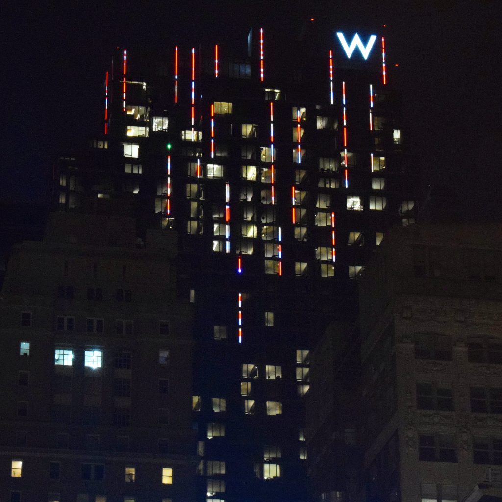 W/Element Hotel at night. Photo by Thomas Koloski