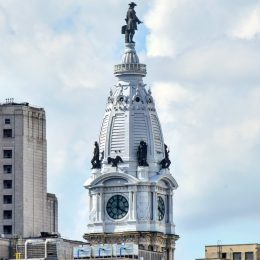The William Penn statue atop City Hall. Photo by Thomas Koloski