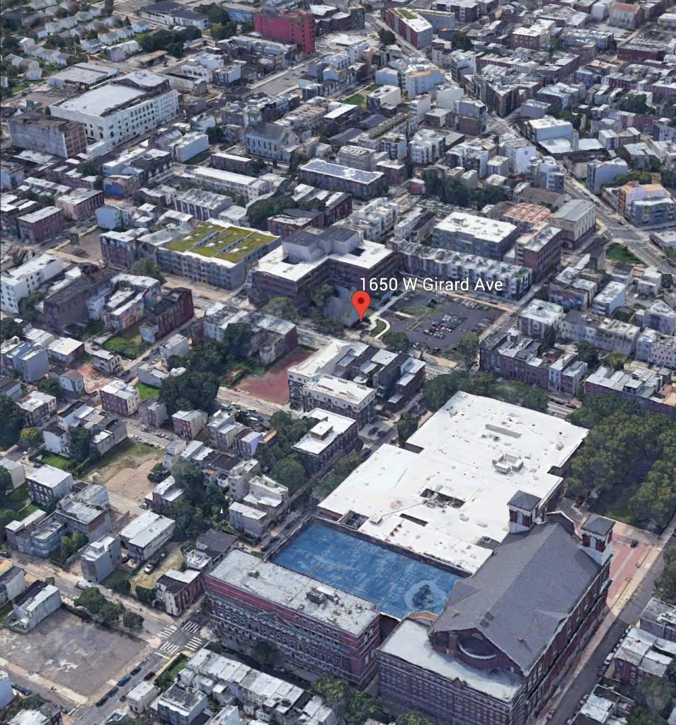 Aerial view of 1650 West Girard Avenue. Credit: Google.