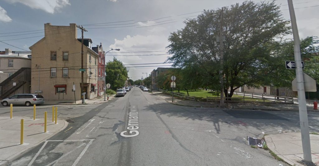 Germantown Avenue, with 1500 Germantown Avenue. Looking south. September 2014. Credit: Google Maps