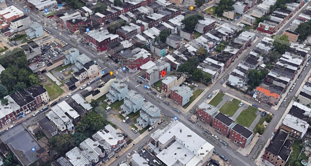 2951 Frankford Avenue. Looking east. Credit: Google Maps