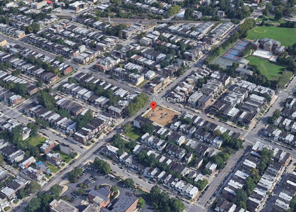 More recent aerial view of 5200 Chester Avenue. Credit: Google.