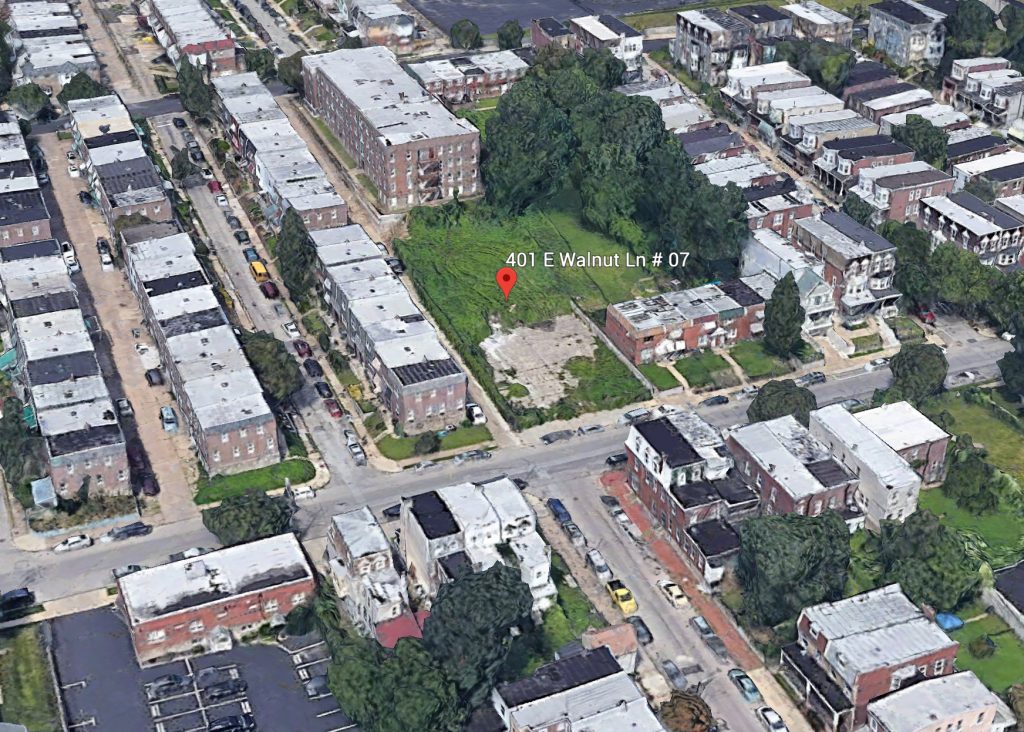 Aerial view of 401-07 East Walnut Lane. Credit: Google.