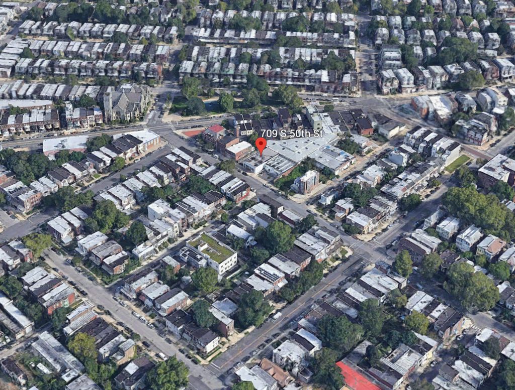 Aerial view of 709 South 50th Street. Credit: Google.