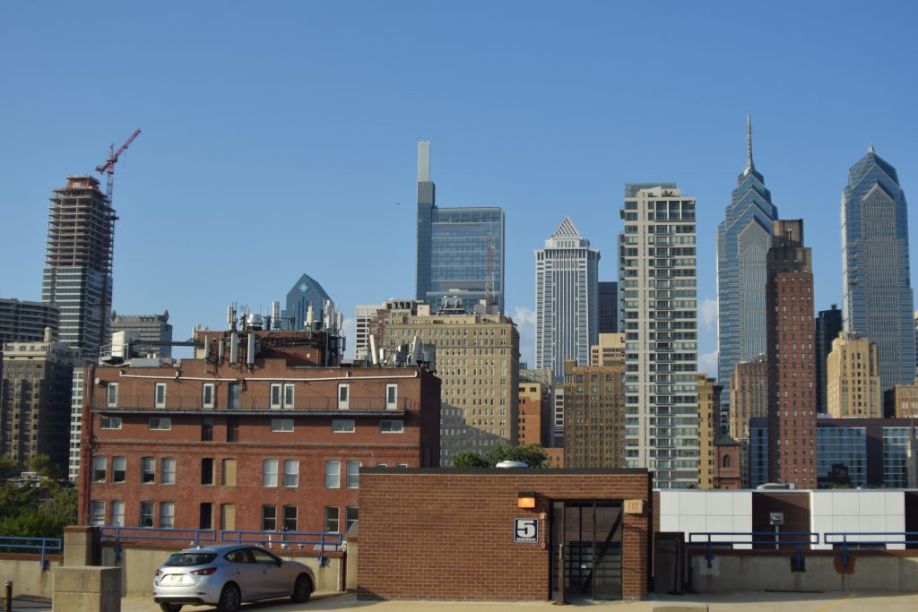 The Laurel Rittenhouse in the Philadelphia skyline from New Jersey. Photo by Thomas Koloski 