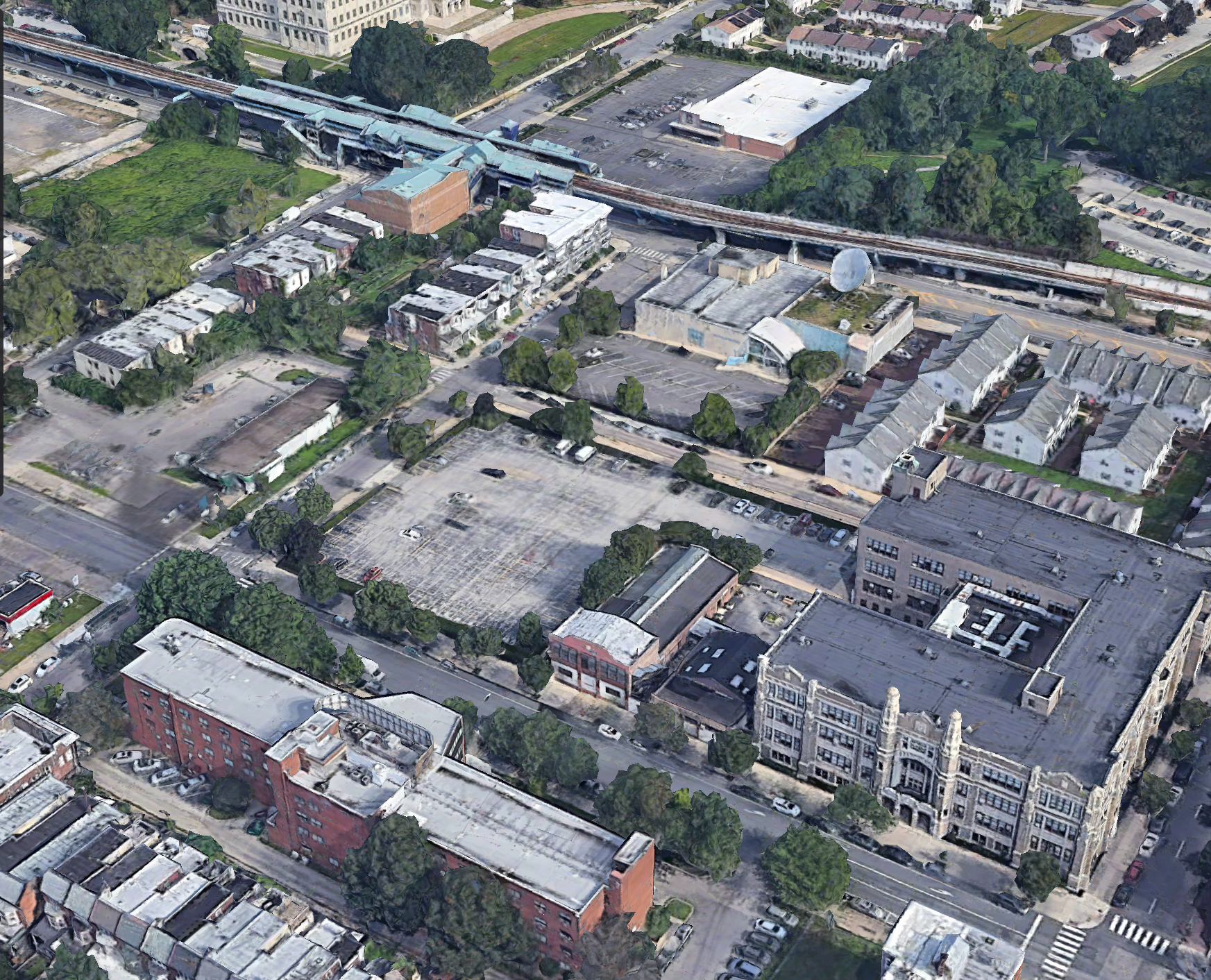 Aerial view of 4519 Chestnut Street. Credit: Google.