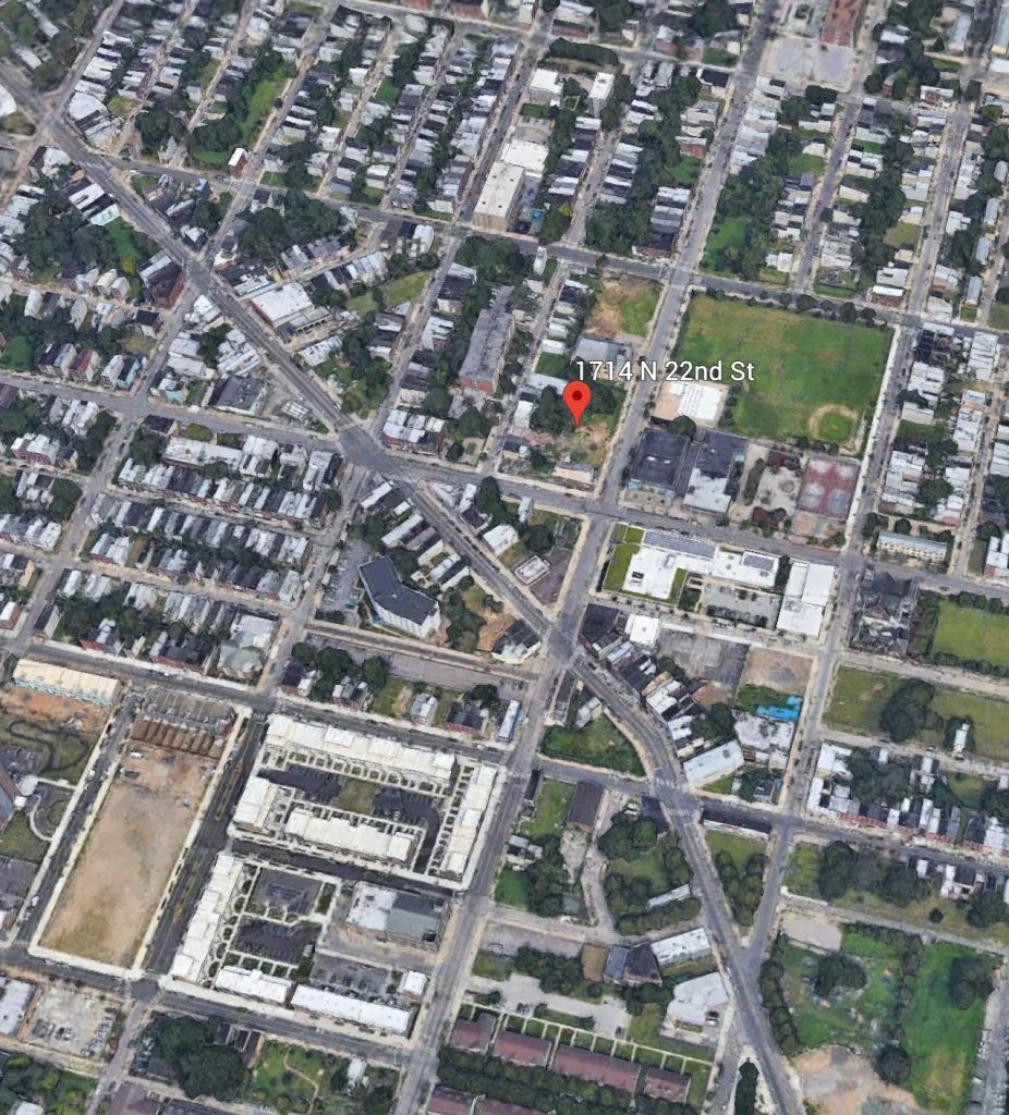 Aerial view of 1714 North 22nd Street. Credit: Google.