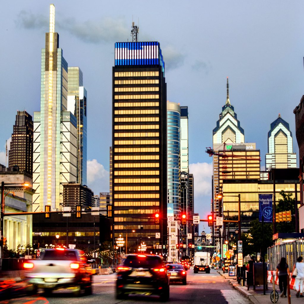 2222 Market Street in the skyline from West Philadelphia. Photo by Thomas Koloski 