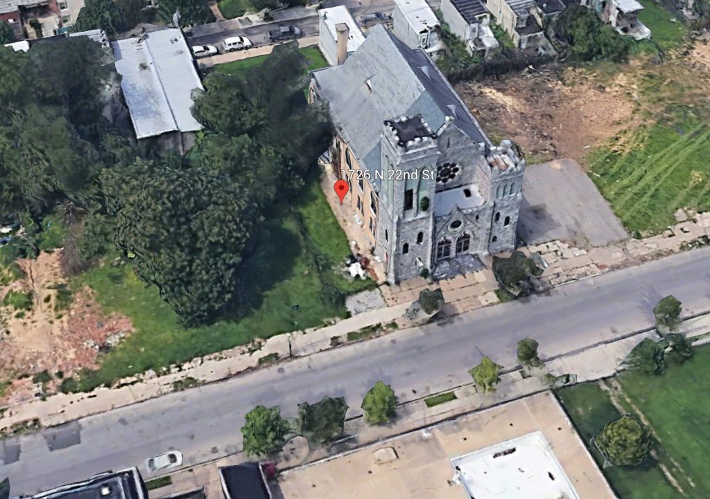 Aerial view of 1726 North 22nd Street. Credit: Google.