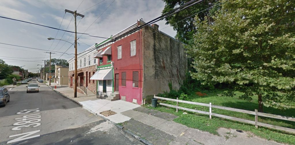 648 North 38th Street, prior to demolition. August 2017. Looking southwest. Credit: Google Maps