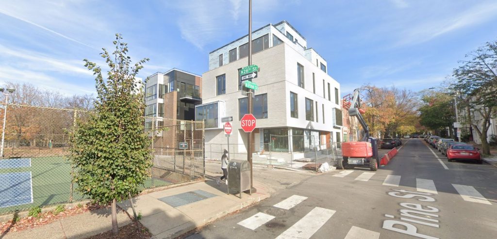 339-345 South 26th Street. November 2020. Looking northeast. Credit: Google Maps