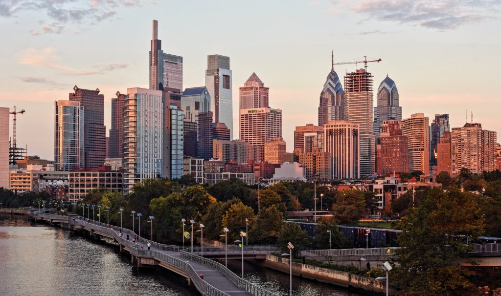 2222 Market Street in the Philadelphia skyline from South Street Bridge. Photo by Thomas Koloski