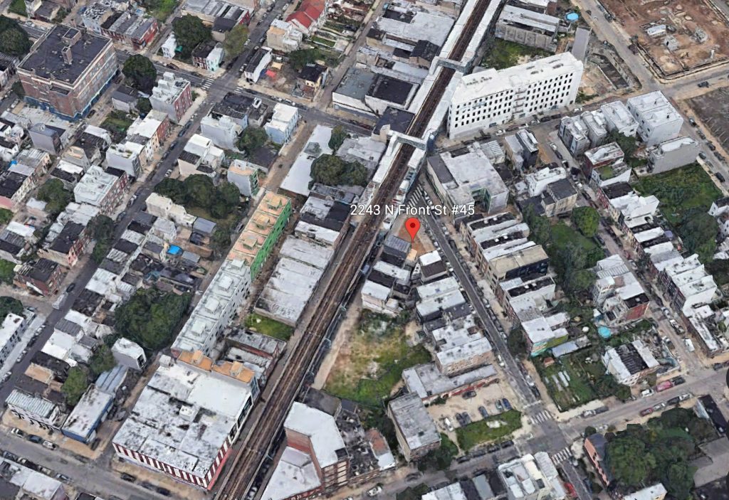 Aerial view of 2243-45 North Front Street. Credit: Google.