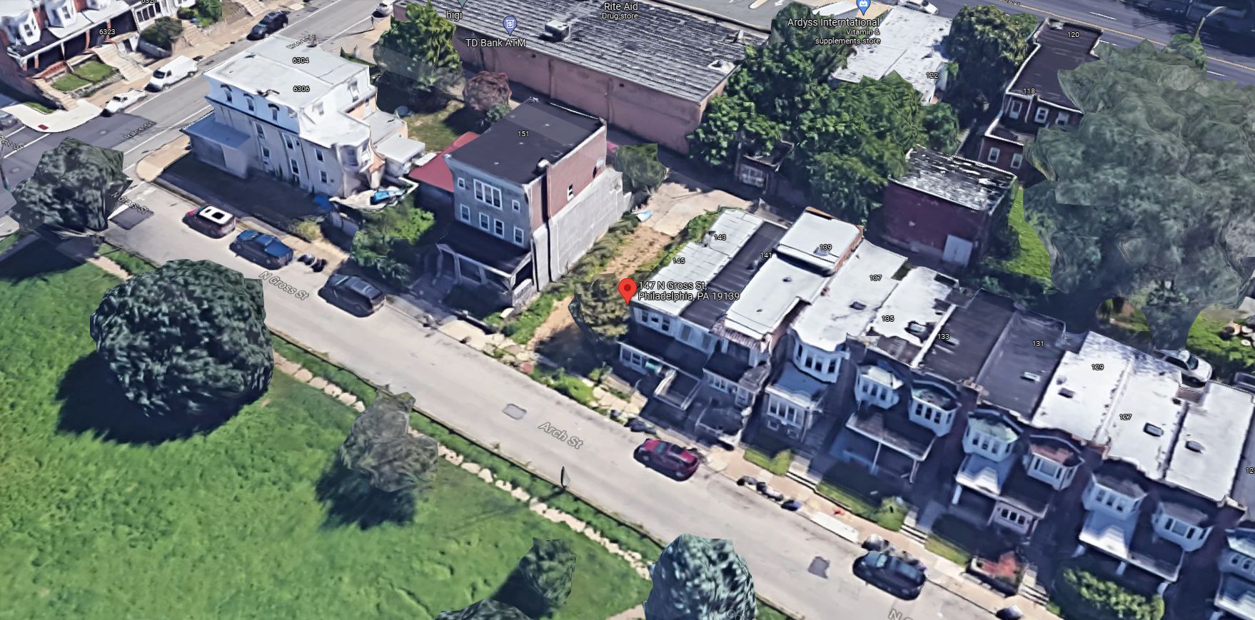 147-149 North Gross Street. Looking northeast. Credit: Google Maps