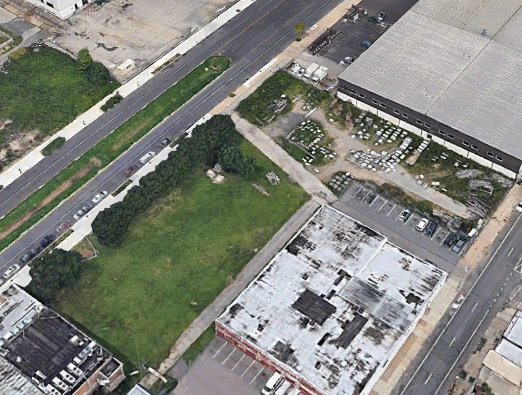 Aerial view of 1801-59 North American Street. Credit: Google.
